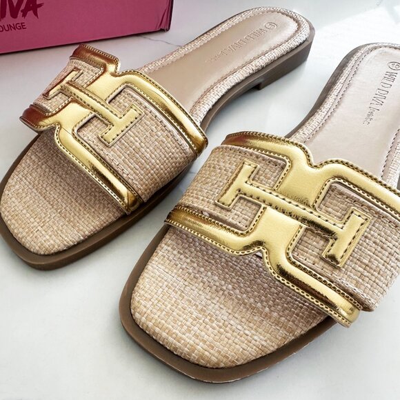 NWT Wild Diva Abia Raffia Slide Sandal - Picture 3 of 8